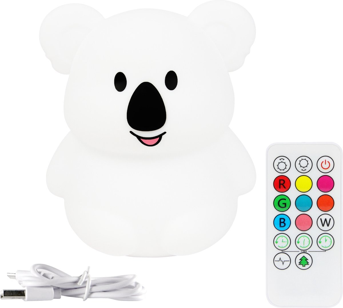 Luvy Koala Nachtlampje - Baby - Kinderen - Nachtlampje kinderen - 9 kleurig - Nachtlampje - LED - Verlichting - Siliconen - Accu - Babykamer nachtlampjes - Oplaadbaar - Dimbaar en Tapfunctie - BPA vrij - Babyshower - Sinterklaas - Kerst