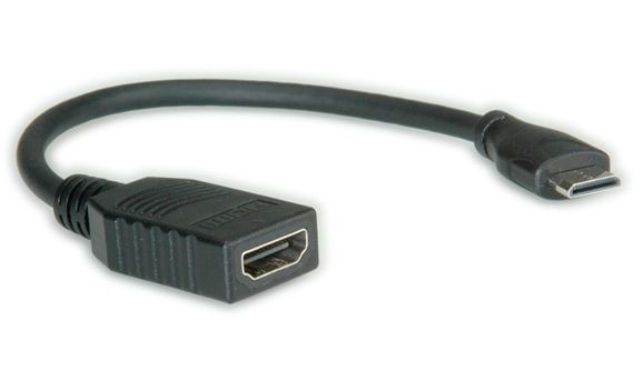 ROLINE Monitorkabel HDMI High Speed met Ethernet - HDMI Female - Mini HDMI Male 0,15m