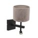 Steinhauer Wandlamp Stang 8206ZW - Zwart met grijze velours kap