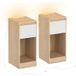 Lot de 2, table de chevet étroite, table d'appoint, avec éclairage LED, 1 port USB-A, 1 port USB-C, tiroirs et compartiments ouverts, pour chambre, salon, jaune amande et blanc nuage