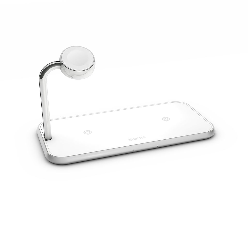 ZENS Dual+Watch Aluminium Draadloze Oplader - Wit