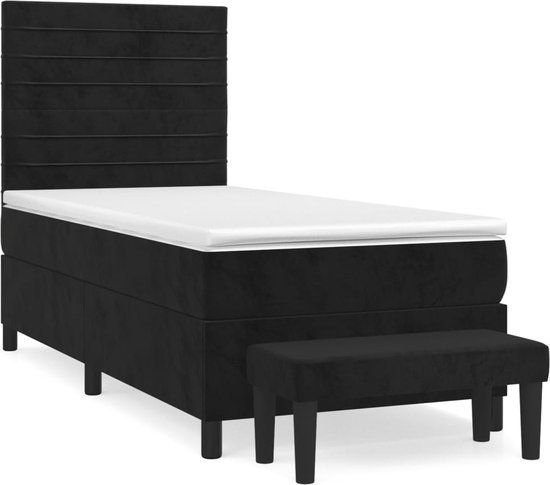 vidaXL Boxspring bed met matras fluweel zwart 90x190 cm