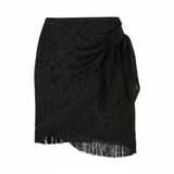 Desigual Jupe Frankie Femme Noir Franges Fleur Coton XL