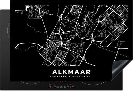 KitchenYeah® Inductie beschermer 77x51 cm - Kaart - Alkmaar - Nederland - Inductie kookplaat accessoire
