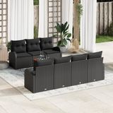 vidaXL Tuinbank - Set - 8 - st - Zwart - poly - rattan