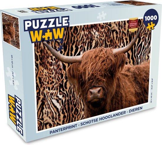 MuchoWow Puzzel Panterprint - Schotse hooglander - Dieren - Legpuzzel - Puzzel 1000 stukjes volwassenen