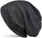 styleBREAKER Muts met strass klinknagels ster en edelstenen in zilver-antraciet kleuren, slouch longbeanie, unisex 04024087