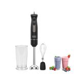3-in-1 staafmixer met spatbescherming, multifunctioneel apparaat met 20 snelheden, zwart, 6,5 x 6,5 x 40,3 cm, 240 V, 800 W