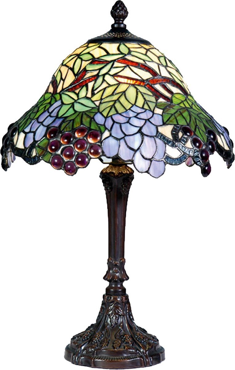 Lumilamp Tiffany Tafellamp Ø 30x48 cm Groen Blauw Glas Fruit Tiffany Bureaulamp Tiffany Lampen