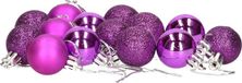 Ger Import 16x stuks kerstballen paars mix van mat/glans/glitter kunststof diameter 3 cm - Kerstboom versiering
