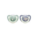 NUK First Choice Night Fopspeen, Orthodontisch, Silicone, Blauw/Groen, 6-18 maanden, 2 stuks