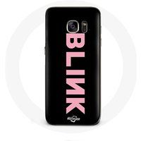 Maniacase Hoesje voor Samsung Galaxy S6 Blink Fandom Blackpink Roze Logo Zwarte Achtergrond