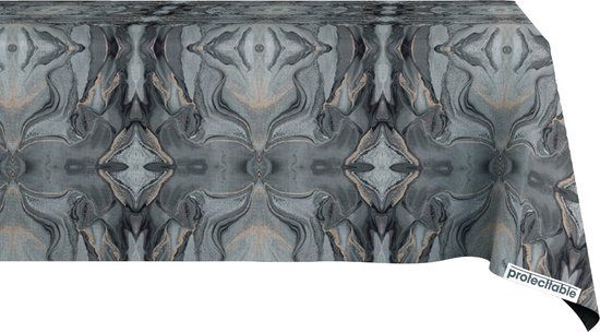Tafelzeil Marmer Zwart 140x340cm - Tafelkleed Afwasbaar - Kunststof