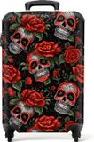 NoBoringSuitcases.com® Rode koffer - Bloemen rood - 55x35x25