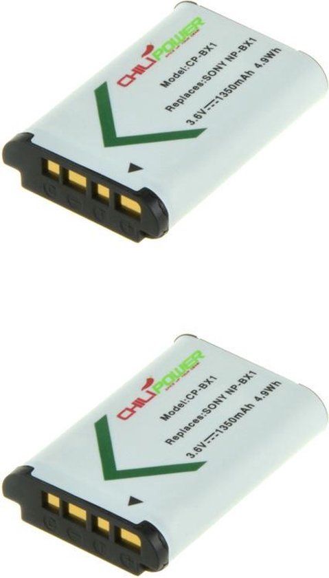 ChiliPower NP-BX1 Accu voor Sony - 1350mAh - 2-Pack - Spiegelreflexcamera - Li-Ion