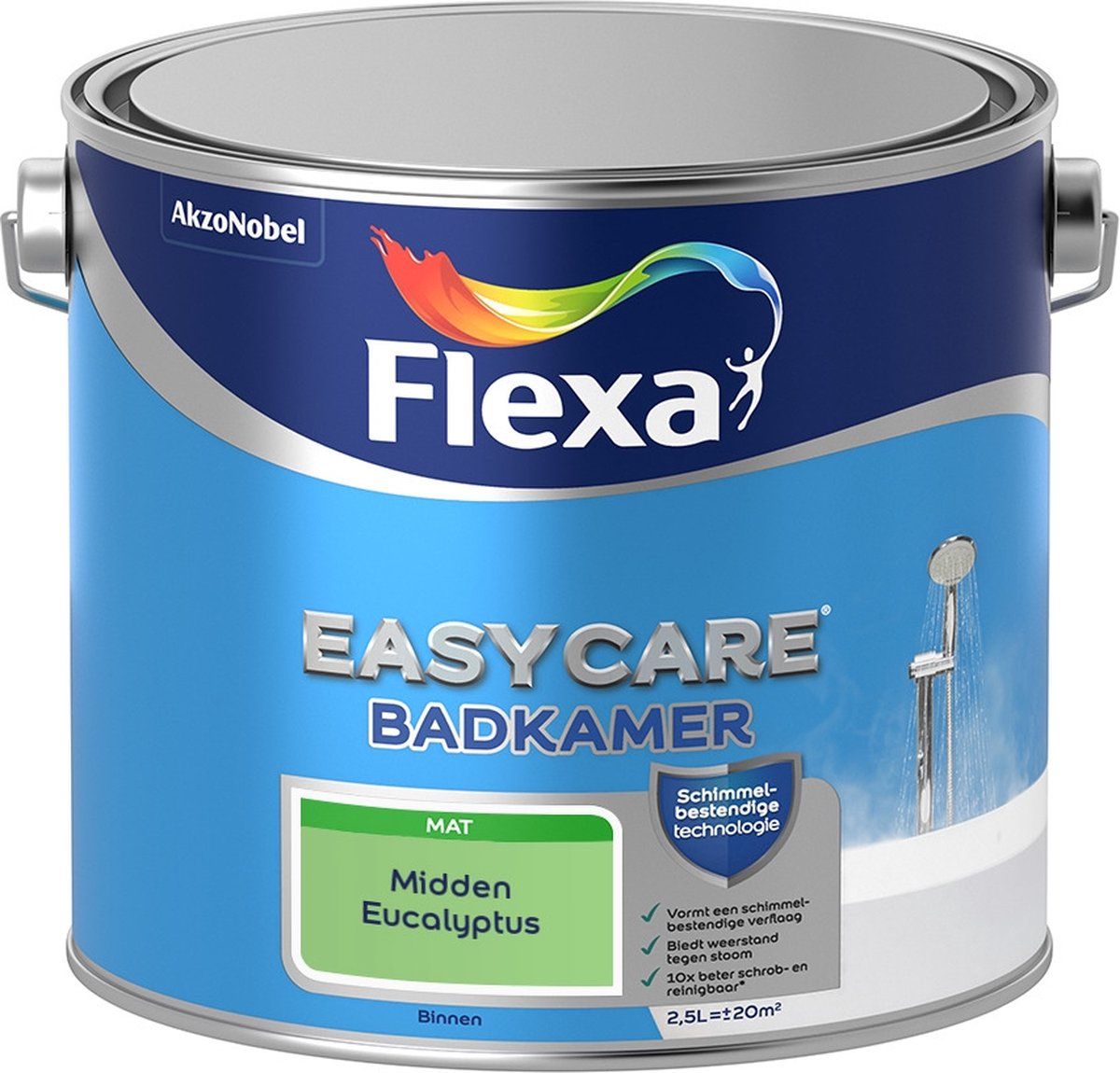 FLEXA Easycare Muurverf - Badkamer - Midden Eucalyptus - 2,5 liter