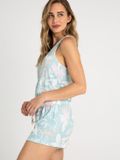 P.J. SALVAGE CO. Pyjamahose short - Peachy Party - Aqua - Tie-dye - Vrouwen - Jersey - Kort