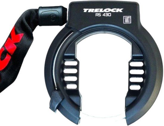 Trelock Ringslot RS430 ART2 incl. Insteekketting ZR355-100cm en opbergtasje - Zwart/Rood