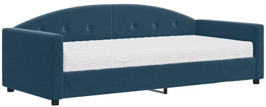 vidaXL Slaapbank met matras 90x200 cm fluweel blauw
