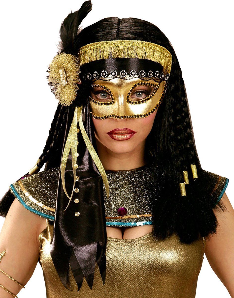 Generik Egyptisch masker voor dames - Zwart - Plastic - Verkleedmasker