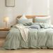BESTOUCH Dekbedovertrek Set 100% Gewassen Katoen Linnen Voelt Super Zacht Comfortabel Chic Lichtgewicht 3 Stuks Thuis Beddengoed Set Salie Groen King