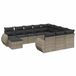 vidaXL 11-delige loungeset met kussens, polyrattan, grijs