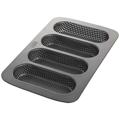 RBV Birkmann 210219, broed en ziel, mini stokbrood plaat voor 4 kleine baguettes, met anti-aanbaklaag, 35 cm x 22 cm, hoogte 3 cm