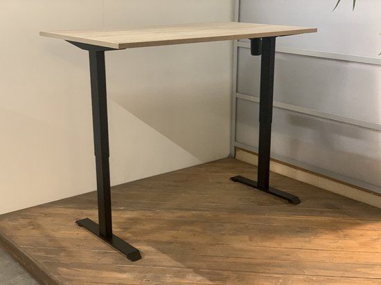 FERBOX - Kantoor & Design FB01 - Elektrisch Zit Sta Bureau - Zwart Onderstel & Robson Midden Eiken Blad - 140x80 - Incl. USB Oplader