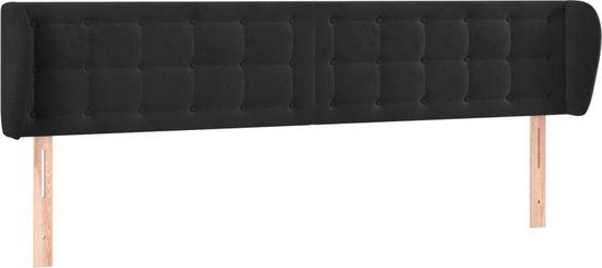 vidaXL Hoofdbord met randen 183x23x78/88 cm fluweel zwart