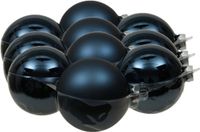 Othmar Decorations Bv 12x stuks kerstversiering kerstballen donkerblauw van glas - 10 cm - mat/glans - Kerstboomversiering