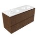 Saniclass Holz Atelier Badkamermeubelset - 120x45x74cm - Chaci keramische wastafel wit - 2 wasbakken - 2 kraangaten - 2 lades - mat walnut pure (hout) SW1420809/SW718719
