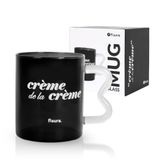 Fisura – Glazen mok “Crème”. Zwarte borosilicaat mok met transparante handgreep. Origineel koffieglaasje of theemok van 410 ml. Stijlvolle glazen mok als cadeau voor hem of haar