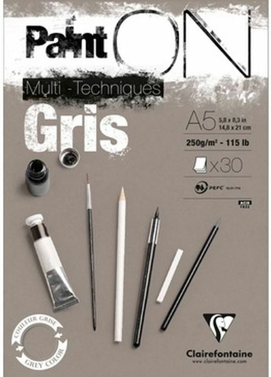 Paint On MultiTechniques Grijs A5 250g/m2 30 Sheets