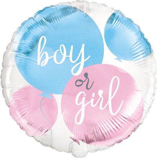 Merkloos / Sans marque Helium Ballon Boy Or Girl 45cm - Multi colour - 1 stuk(s) - Verjaardag