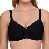 Susa Catania Damesbeha met beugel, spacer-beha met cups van zacht spacer-materiaal, gevormde beha met ideaal ademend vermogen en hoge stabiliteit, zwart, 75A