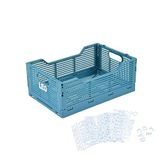 Homéa Opvouwbare en stapelbare kist, maat M (30 x 20 x 11 cm), kleur: mineraalblauw