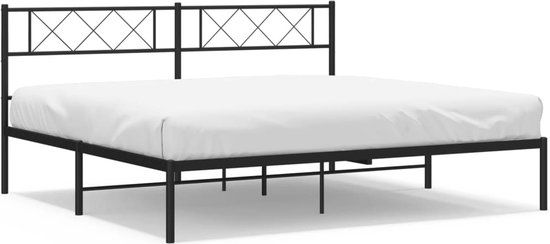 vidaXL Bedframe met hoofdbord metaal zwart 180x200 cm