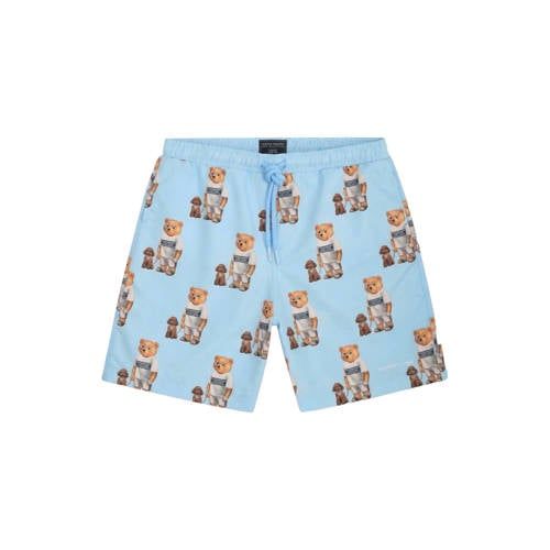 Baron Filou Honeygang zwemshirt met all over print lichtblauw