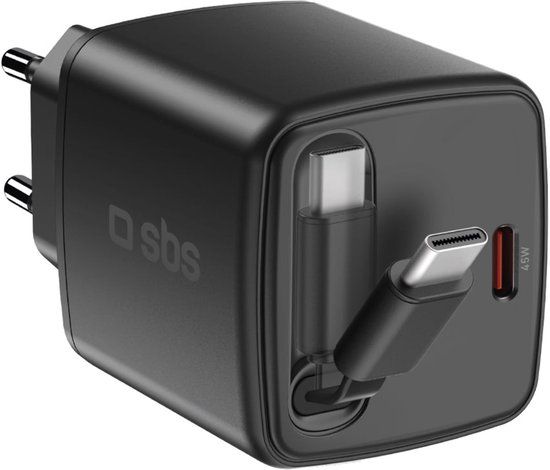 Sbs TETRRET45WK oplader voor mobiele apparatuur Universeel Zwart 45W