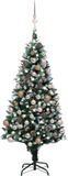vidaXL Kunstkerstboom met verlichting, kerstballen en dennenappels - 180 cm