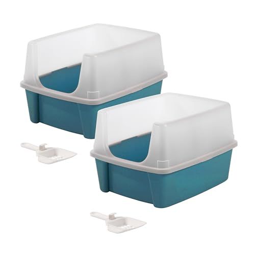 Iris Ohyama Kattenbak met Schep - Set van 2 - Eendblauw