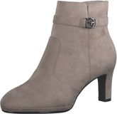 Tamaris - Dames - Enkellaarzen - Beige - Textiel - Blokhak - 5-7 cm