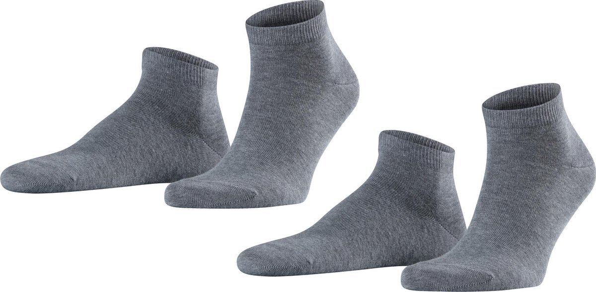 Falke Happy Heren Sneakersokken - 2pack - Light Grey Melange - Maat 47-50