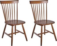 Beliani BURGES - Set van 2 eetkamerstoelen - Bruin - Rubberhout