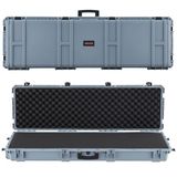 VEVOR Harde wapenkoffer met slot en 4-laags voorgesneden schuim, oprolbaar, IP67 waterdicht en stofdicht, 1391 x 435 x 188 mm, grijs, voor vliegtuigen en trein