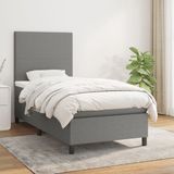 vidaXL Boxspring met matras stof donkergrijs 90x200 cm