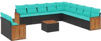 vidaXL 12-delige tuinbankset met kussens van zwart polyrotan