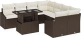 vidaXL Tuinbank Set 9-delig Bruin en Crème Polyrattan