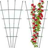 Relaxdays plantensteun set van 2 - 122 x 59 cm - staal - kunststof - verstelbaar - trellis - groen