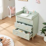 [en.casa] Luiercommode Sarievn met verschoonunit 100x80x53 cm mintgroen